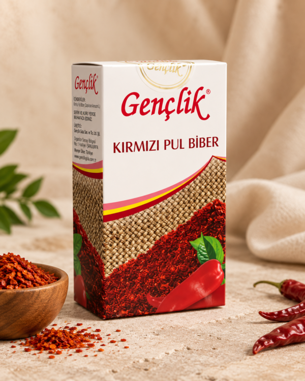 Gençlik kırmızı pul biber ambalajı ve pul biber